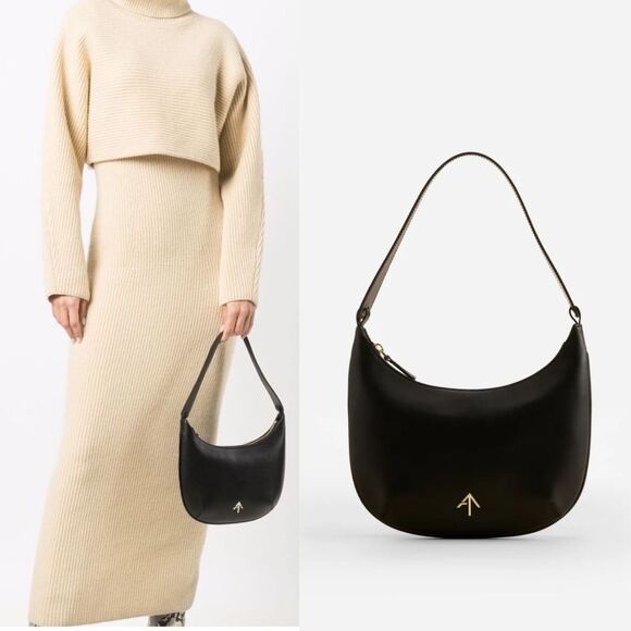 MANU ATELIER Manu Mini Hobo Black Soft Leather Handbag Shoulder Bag - Picture 1 of 10